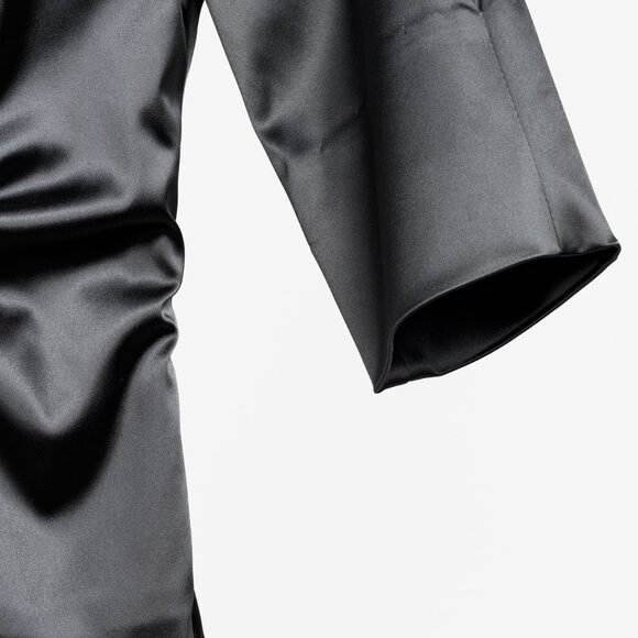 Paul Hardy Deep Green Satin Ruched Blouse - Picture 6 of 9